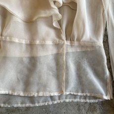 画像5: OLD FRILL DESIGN COLLAR SHEER BLOUSE / Ladies M / MADE IN ENGLAND (5)