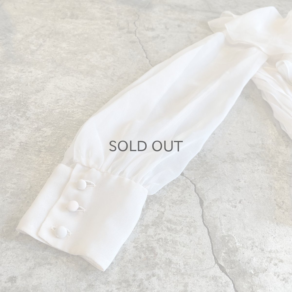 画像6: OLD FRILL DESIGN COLLAR SHEER BLOUSE / Ladies M / MADE IN ENGLAND (6)