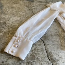 画像6: OLD FRILL DESIGN COLLAR SHEER BLOUSE / Ladies M / MADE IN ENGLAND (6)