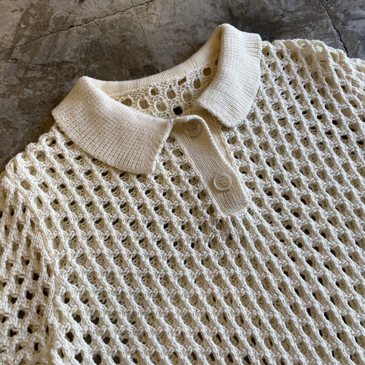 画像3: CROCHET MESH DESIGN S/S POLO SHIRT / Ladies M  (3)