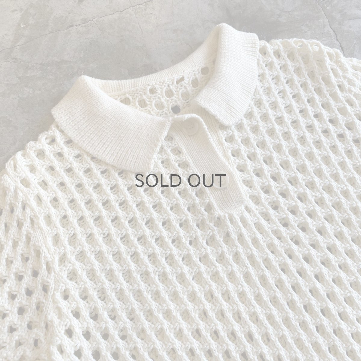 画像3: CROCHET MESH DESIGN S/S POLO SHIRT / Ladies M  (3)