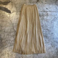 画像1: GOLD COLOR GLITTER PATTERN PLEATS DESIGN LONG SKIRT / W20~W30 (1)