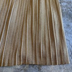画像4: GOLD COLOR GLITTER PATTERN PLEATS DESIGN LONG SKIRT / W20~W30 (4)