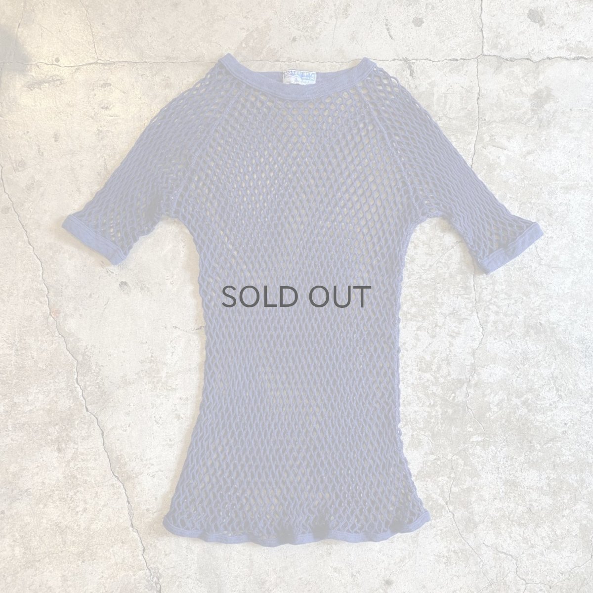 画像1: NAVY COLOR MESH DESIGN S/S TOPS / Ladies M (1)