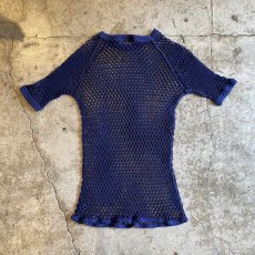 画像2: NAVY COLOR MESH DESIGN S/S TOPS / Ladies M (2)