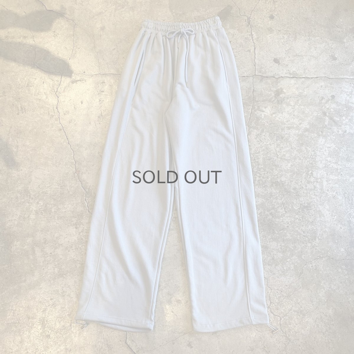 画像1: LIGHT BLUE COLOR DESIGN DRAW CORD WIDE SWEAT PANTS / FREE~W35 (1)