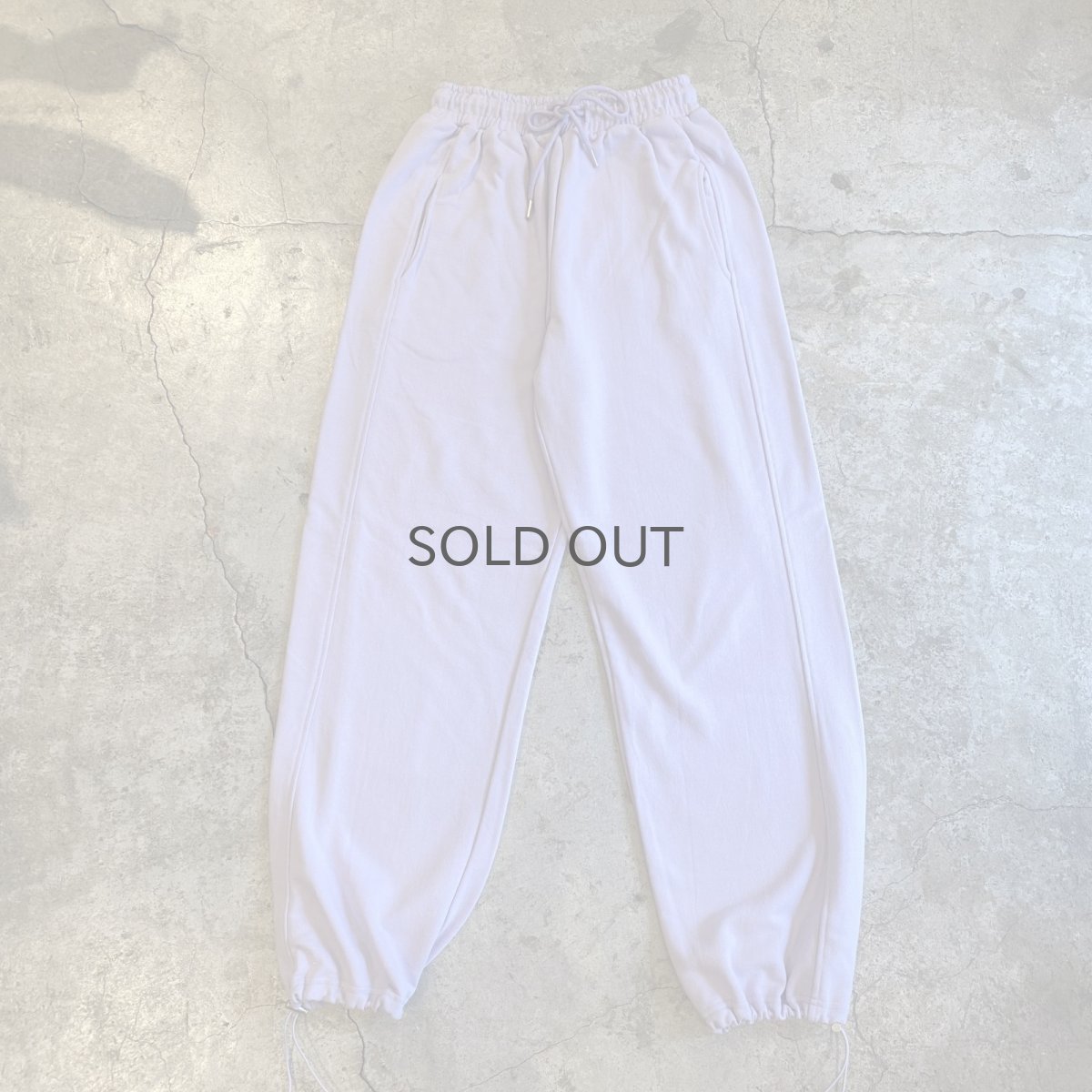 画像9: LAVENDER COLOR DESIGN DRAW CORD WIDE SWEAT PANTS / FREE~W34 (9)
