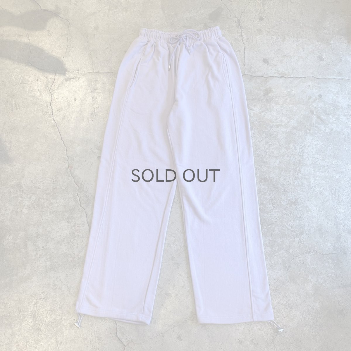 画像1: LAVENDER COLOR DESIGN DRAW CORD WIDE SWEAT PANTS / FREE~W34 (1)