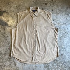 画像1: 【RALPH LAUREN】BEIGE COLOR OVER SILHOUETTE DESIGN N/S TOPS / Ladies 2XL (1)