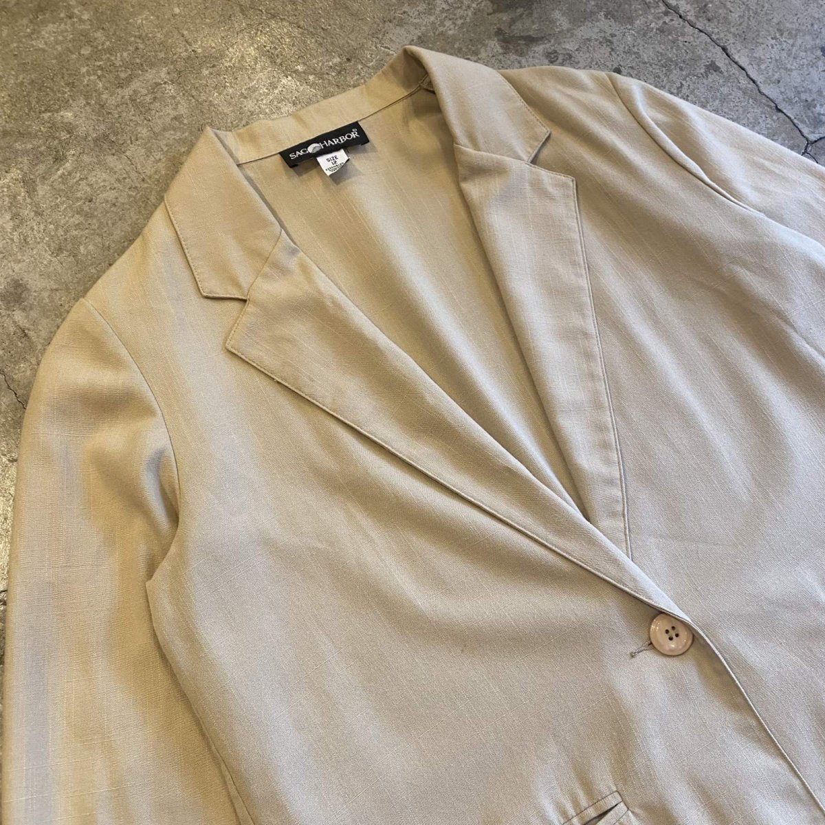 画像3: BEIGE COLOR OVER DESIGN TAILORED JACKET / Ladies L (3)