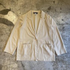 画像1: BEIGE COLOR OVER DESIGN TAILORED JACKET / Ladies L (1)