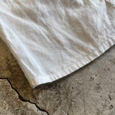 画像3: WHITE COLOR LACE LINE DESIGN NO COLLAR COTTON L/S BLOUSE / Ladies L (3)