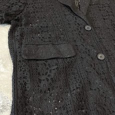 画像5: BLACK COLOR FLORAL LACE UP S/S JACKET / Mens M (5)