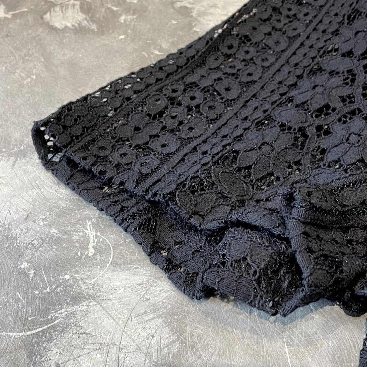 画像7: BLACK COLOR FLORAL LACE UP S/S JACKET / Mens M (7)