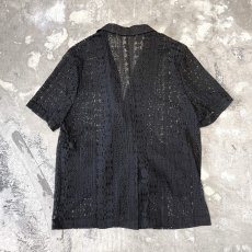 画像2: BLACK COLOR FLORAL LACE UP S/S JACKET / Mens M (2)