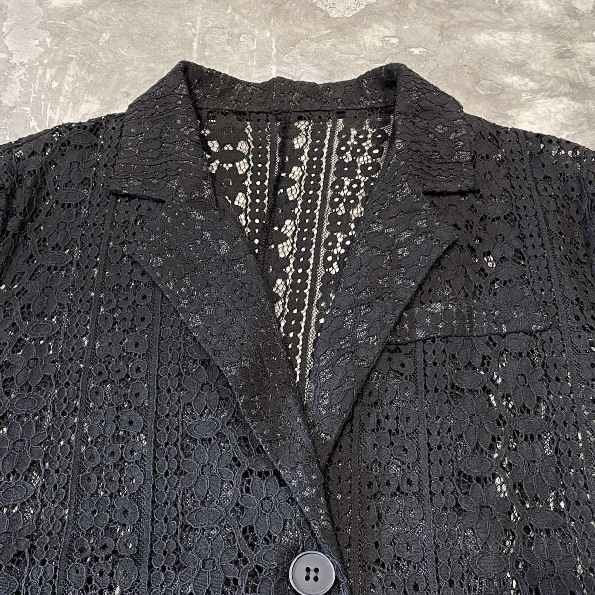 画像10: BLACK COLOR FLORAL LACE UP S/S JACKET / Mens M (10)