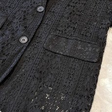 画像6: BLACK COLOR FLORAL LACE UP S/S JACKET / Mens M (6)