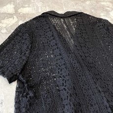 画像9: BLACK COLOR FLORAL LACE UP S/S JACKET / Mens M (9)