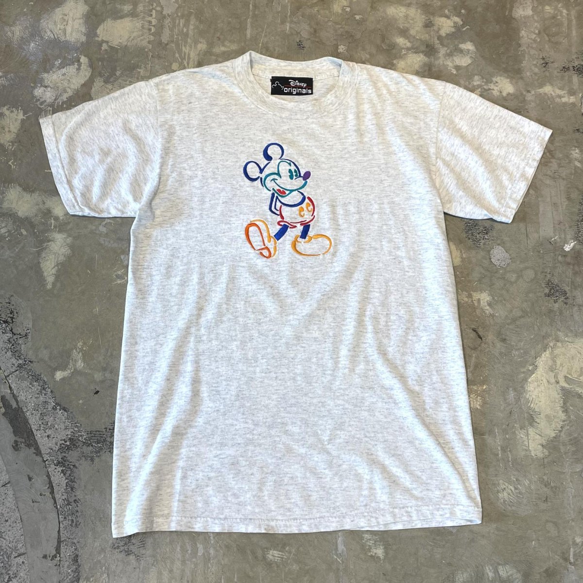 画像1: MICKEY MOUSE COLORFUL EMBROIDERY S/S TEE / Mens M(L) / MADE IN USA (1)