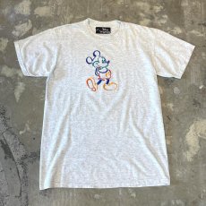 画像1: MICKEY MOUSE COLORFUL EMBROIDERY S/S TEE / Mens M(L) / MADE IN USA (1)
