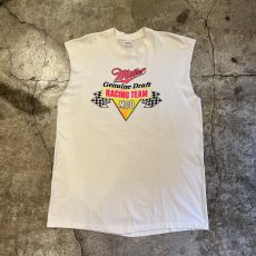 画像1: 80's "MILLER RACING TEAM MGD" PRINTED DESIGN OVER N/S TOPS / Ladies L(XL) / MADE IN USA (1)
