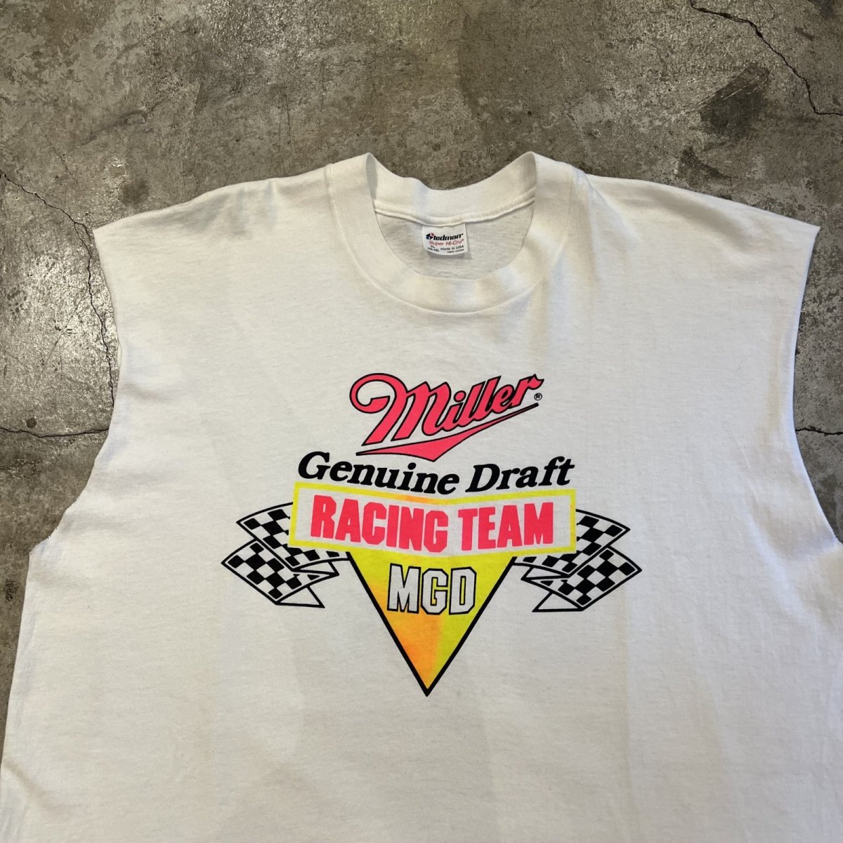 画像6: 80's "MILLER RACING TEAM MGD" PRINTED DESIGN OVER N/S TOPS / Ladies L(XL) / MADE IN USA (6)