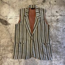 画像1: ALL OVER STRIPE PATTERN OVER DESIGN VEST / Ladies L (1)
