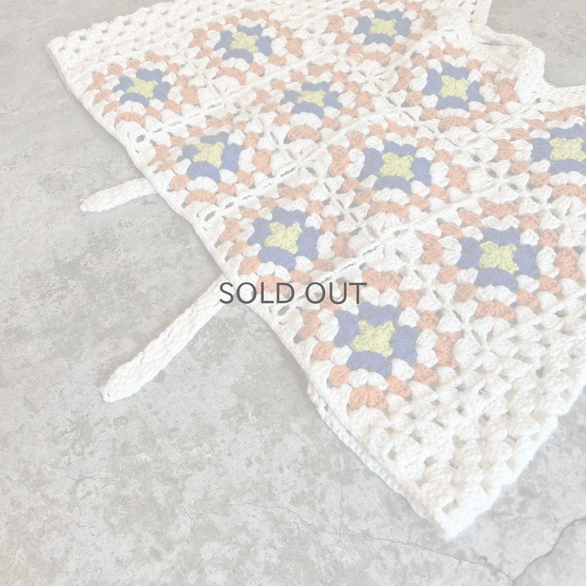 画像4: 2 WAY BACK RIBOON DESIGN CROCHET VEST / Ladies M (4)