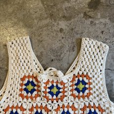 画像6: 2 WAY BACK RIBOON DESIGN CROCHET VEST / Ladies M (6)