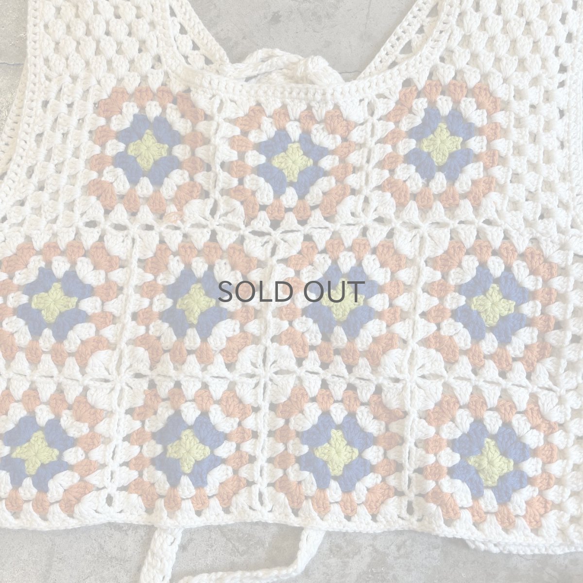 画像9: 2 WAY BACK RIBOON DESIGN CROCHET VEST / Ladies M (9)