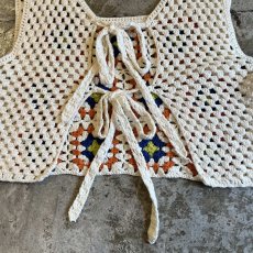 画像10: 2 WAY BACK RIBOON DESIGN CROCHET VEST / Ladies M (10)