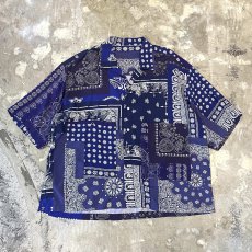 画像1: ALL OVER PATTERN SWITCHED OPEN COLLAR L/S SHIRT / Mens XL (1)