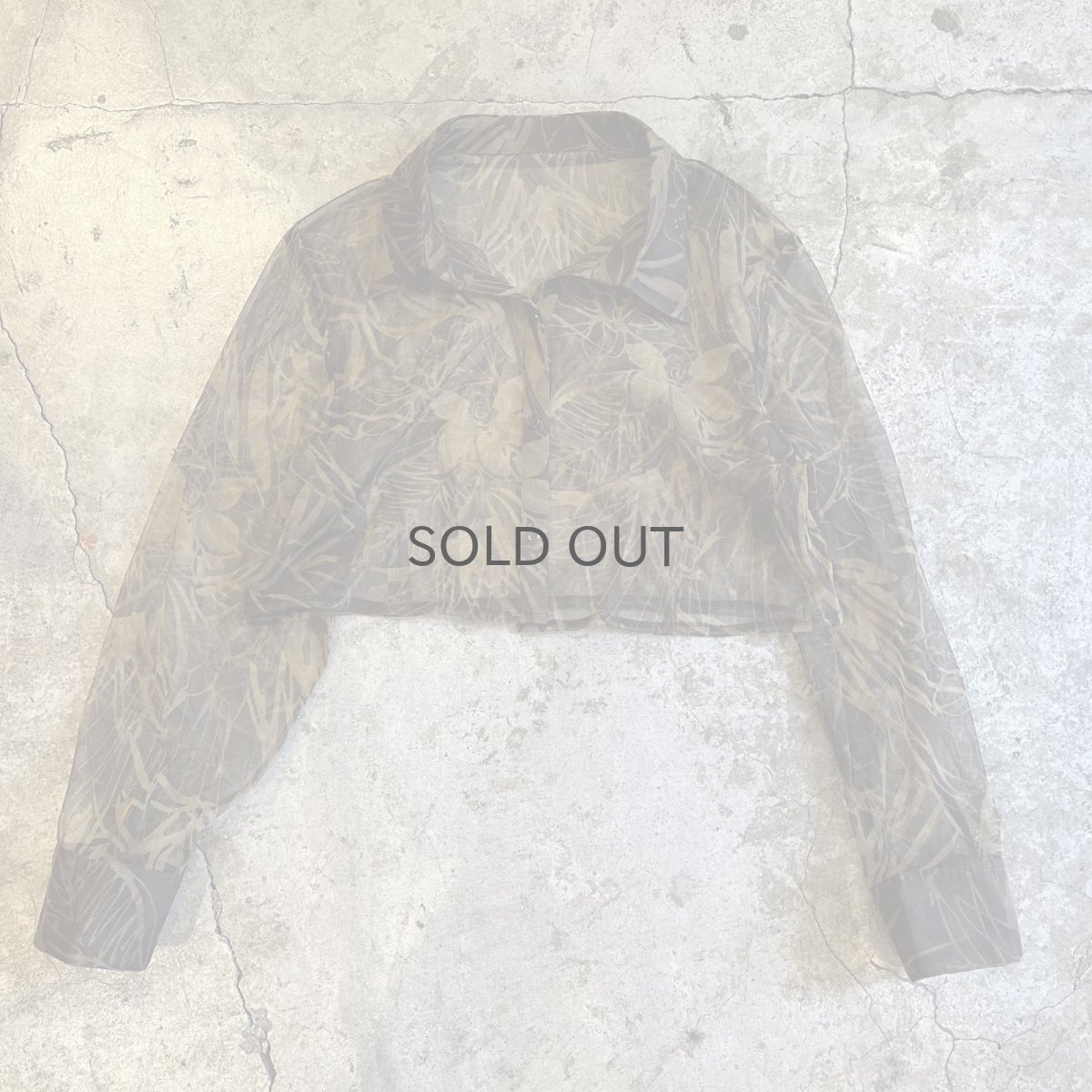 画像1: ALL OVER FLOWER PATTERN SHORT DESIGN TULLE SHEER SHIRT / Ladies M (1)