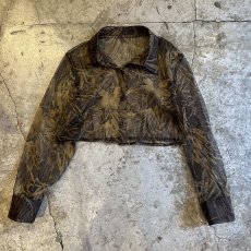 画像1: ALL OVER FLOWER PATTERN SHORT DESIGN TULLE SHEER SHIRT / Ladies M (1)