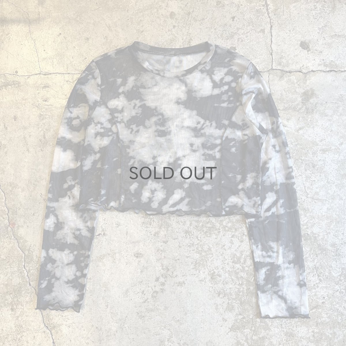 画像1: MONOCHROME TIE DYE PATTERN SHORT DESIGN TULLE SHEER L/S TOPS / Ladies M (1)
