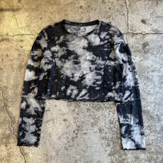画像1: MONOCHROME TIE DYE PATTERN SHORT DESIGN TULLE SHEER L/S TOPS / Ladies M (1)