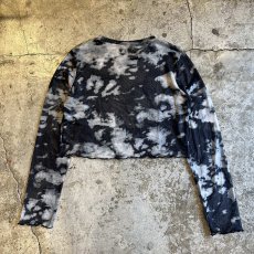 画像2: MONOCHROME TIE DYE PATTERN SHORT DESIGN TULLE SHEER L/S TOPS / Ladies M (2)