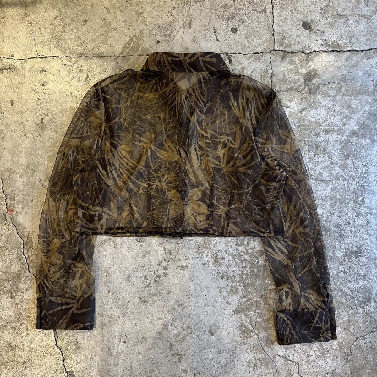 画像2: ALL OVER FLOWER PATTERN SHORT DESIGN TULLE SHEER SHIRT / Ladies M (2)