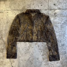 画像2: ALL OVER FLOWER PATTERN SHORT DESIGN TULLE SHEER SHIRT / Ladies M (2)