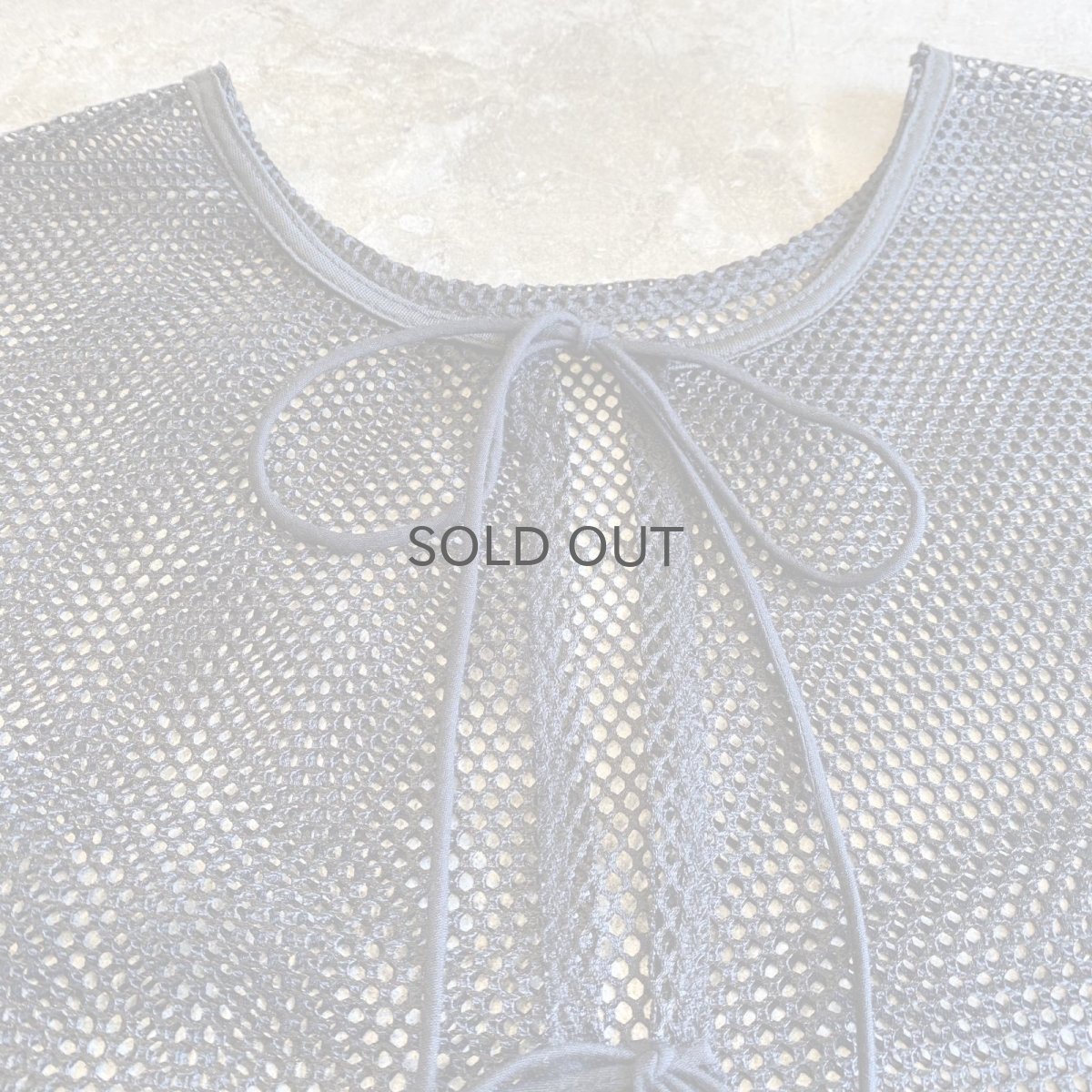 画像4: RIBBON DESIGN BLACK MESH SHORT L/S CARDIGAN  / Ladies M (4)