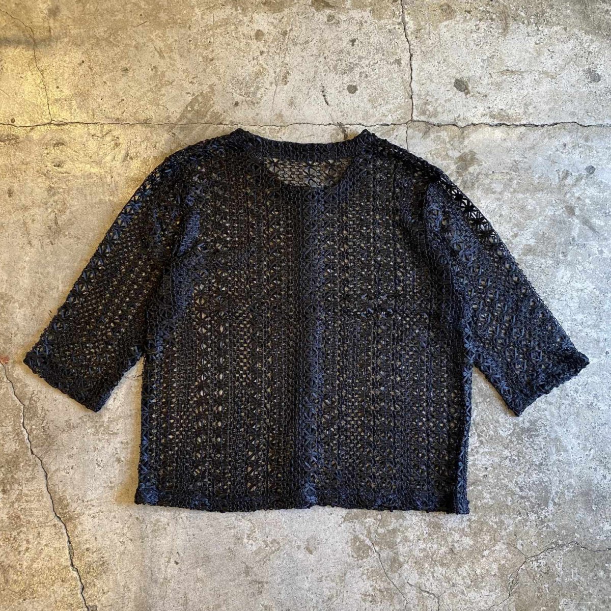 画像2: BLACK COLOR CROCHET DESIGN CARDIGAN / Ladies M (2)