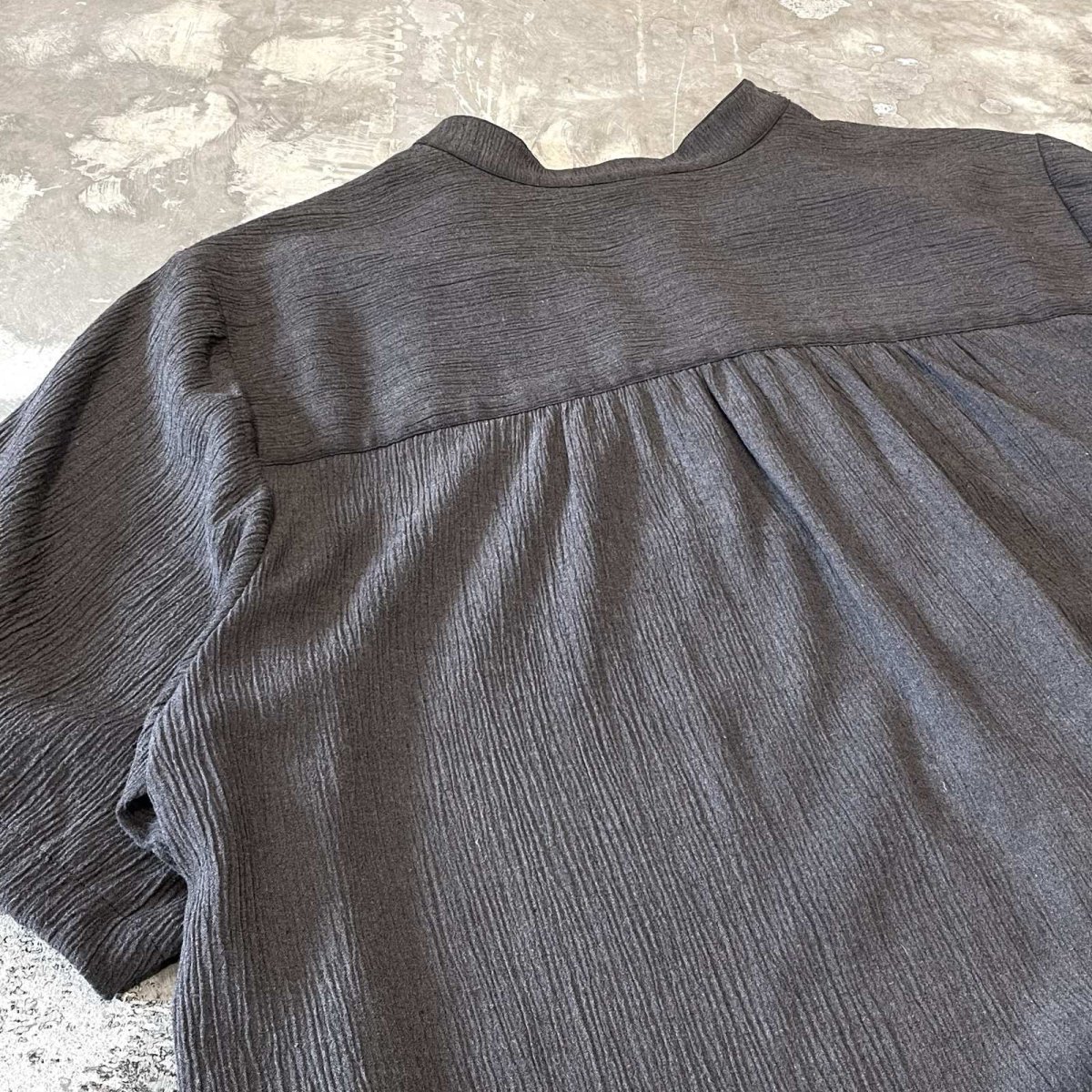 画像9: FRONT MULTI BUTTON BAND COLLAR S/S SHIRT / Mens XL (9)