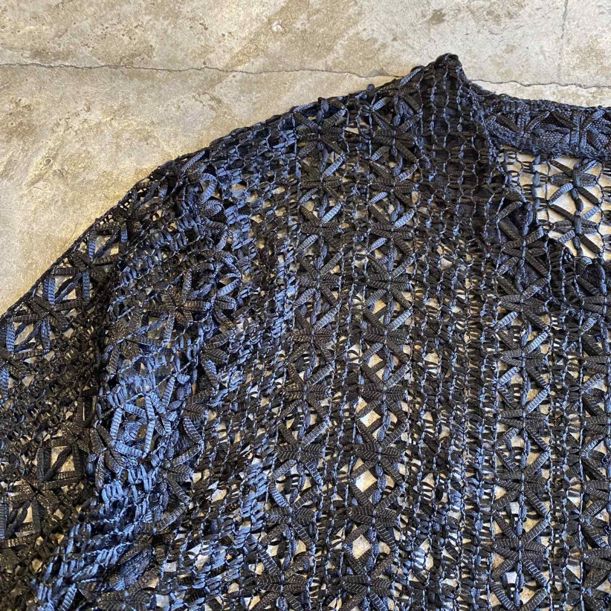 画像5: BLACK COLOR CROCHET DESIGN CARDIGAN / Ladies M (5)