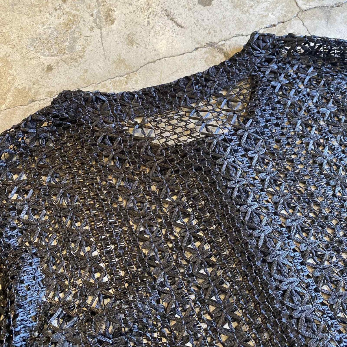 画像10: BLACK COLOR CROCHET DESIGN CARDIGAN / Ladies M (10)