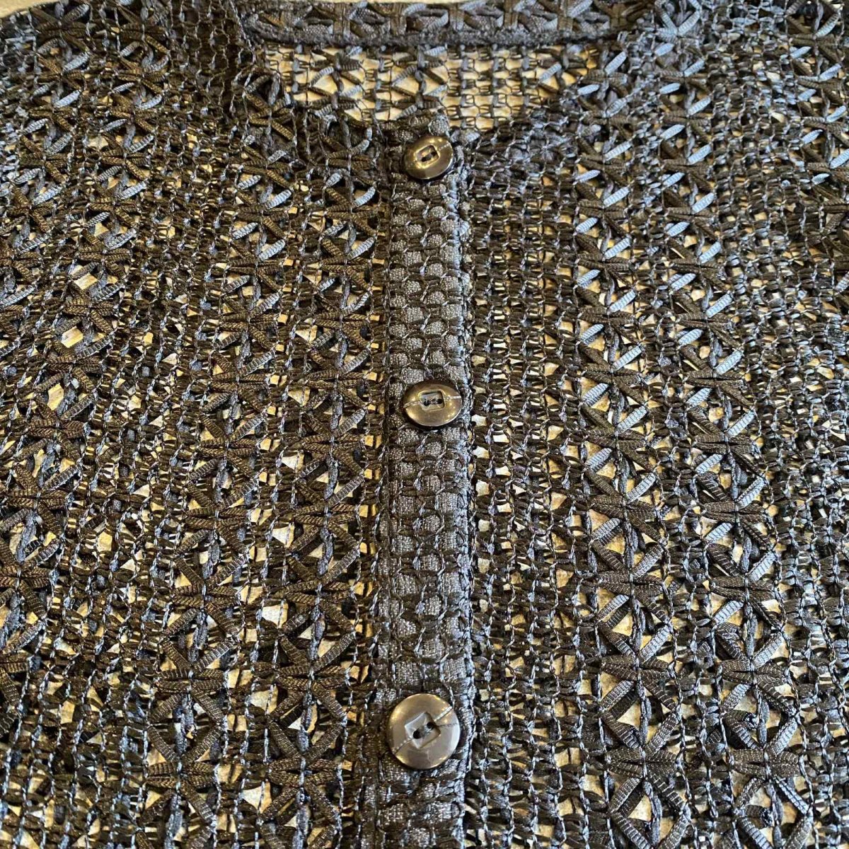 画像4: BLACK COLOR CROCHET DESIGN CARDIGAN / Ladies M (4)
