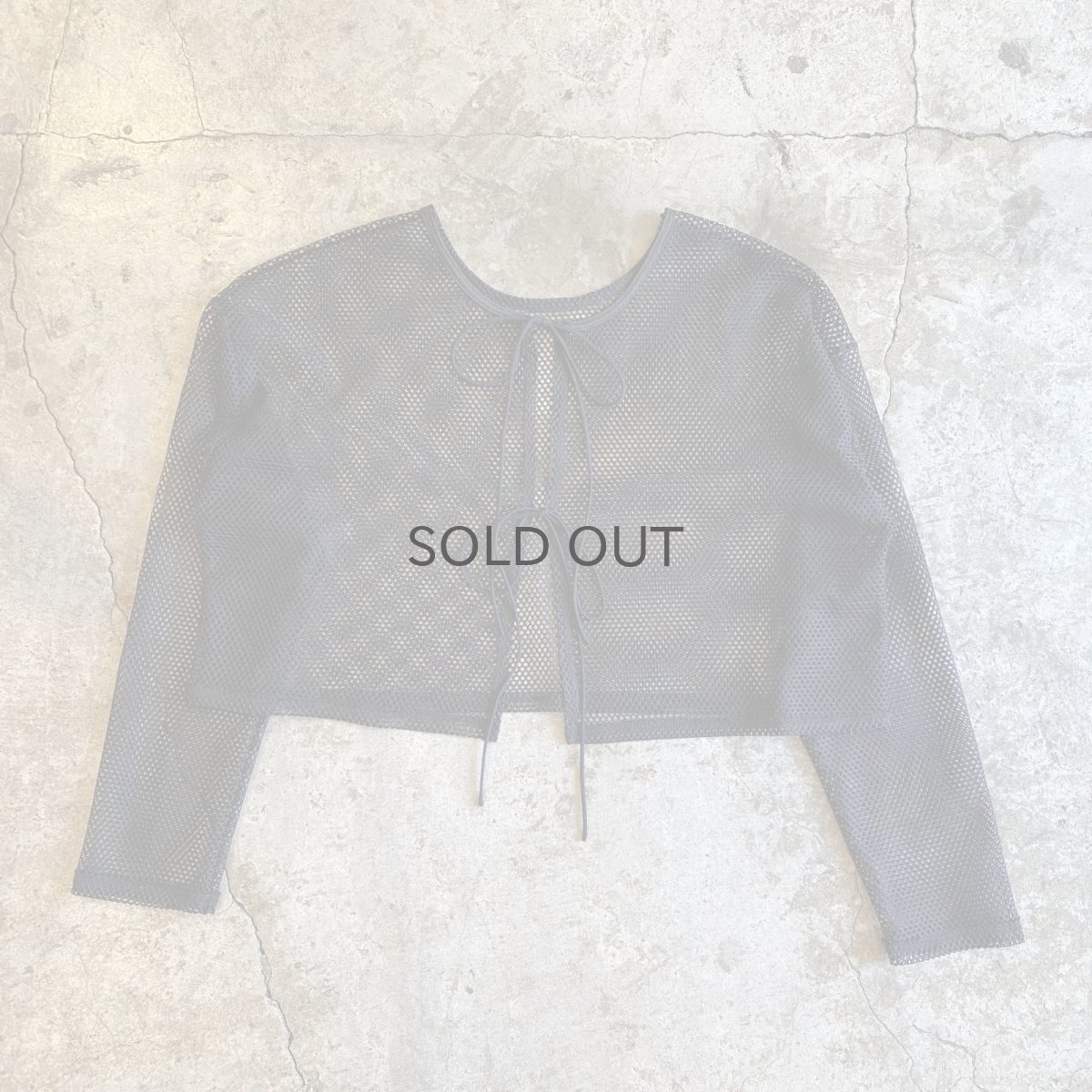 画像1: RIBBON DESIGN BLACK MESH SHORT L/S CARDIGAN  / Ladies M (1)