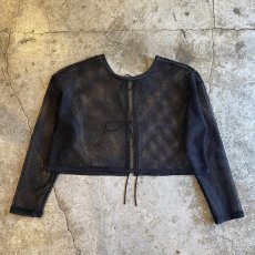 画像2: RIBBON DESIGN BLACK MESH SHORT L/S CARDIGAN  / Ladies M (2)