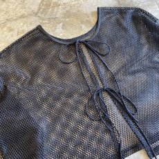 画像3: RIBBON DESIGN BLACK MESH SHORT L/S CARDIGAN  / Ladies M (3)