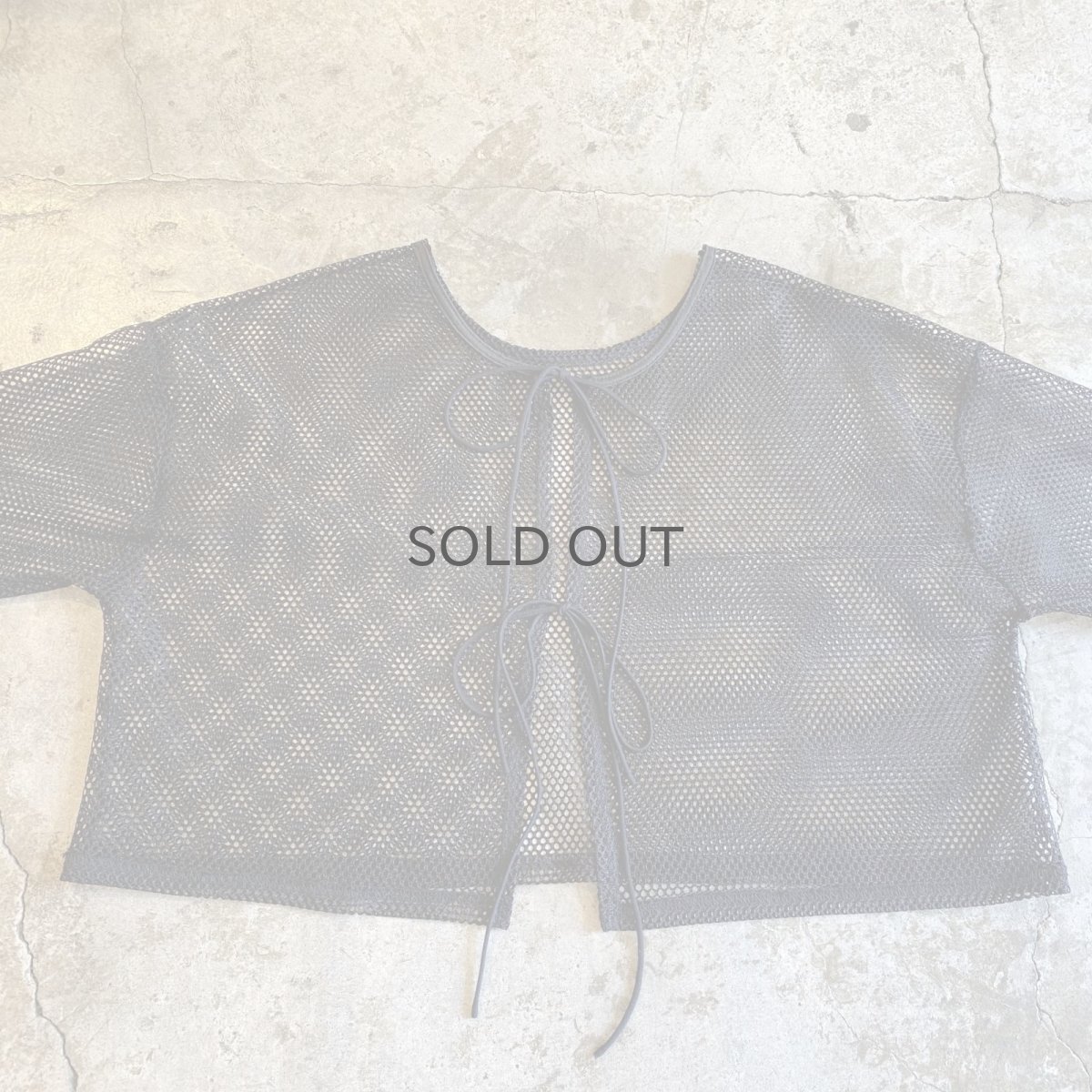 画像7: RIBBON DESIGN BLACK MESH SHORT L/S CARDIGAN  / Ladies M (7)