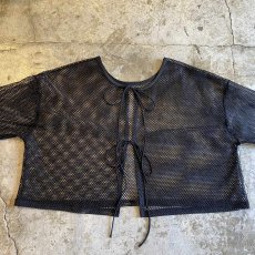 画像7: RIBBON DESIGN BLACK MESH SHORT L/S CARDIGAN  / Ladies M (7)